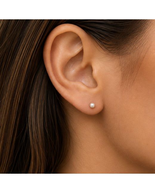 Cier Metallic Pearl Stud Earrings