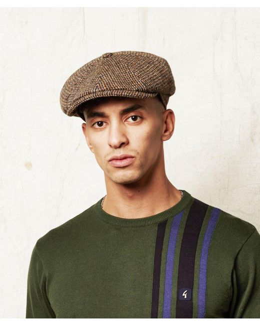 Dasmarca Hats Brown Harrison Heather Harris Tweed Newsboy Cap for men