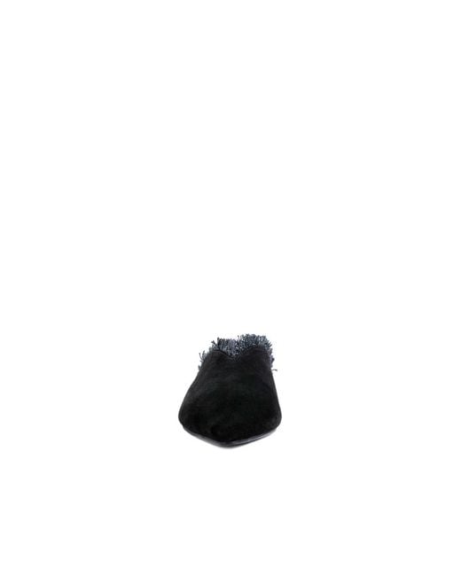 Rag & Co Black Molly Frayed Leather Mules