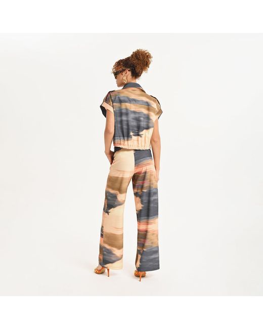 Lalipop Design Orange Soft Drape Straight-Leg Pants