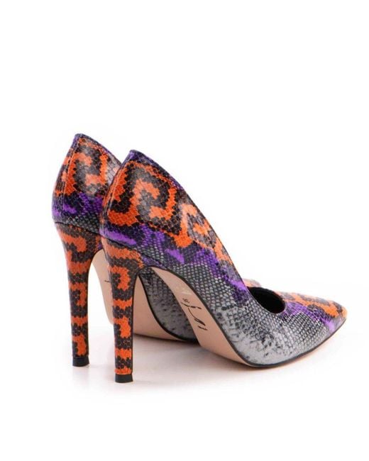 The 5Th Element Blue Print Leather Stiletto Heels