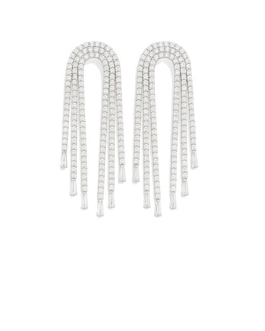 Maison De Gala White Arch Fringe Statement Earrings