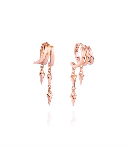 Aaria London Pink Lynx Stacked Triple Hoop Huggie Illusion Earrings