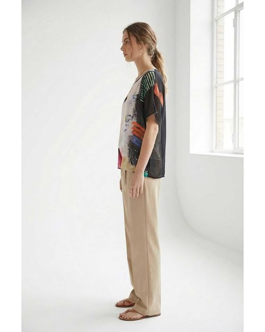 Conquista Red Artistic Print Chiffon Top — Lightweight, Vibrant & Effortlessly Elegant