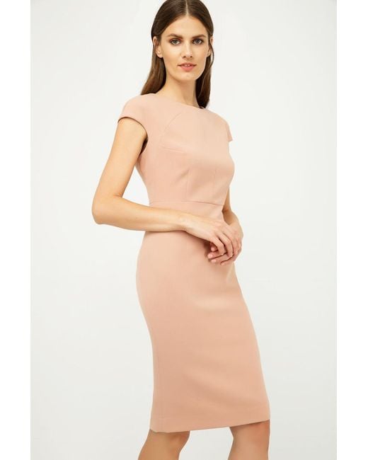 Conquista Metallic Solid Colour Dress With Cap Sleeves Old Rose Color