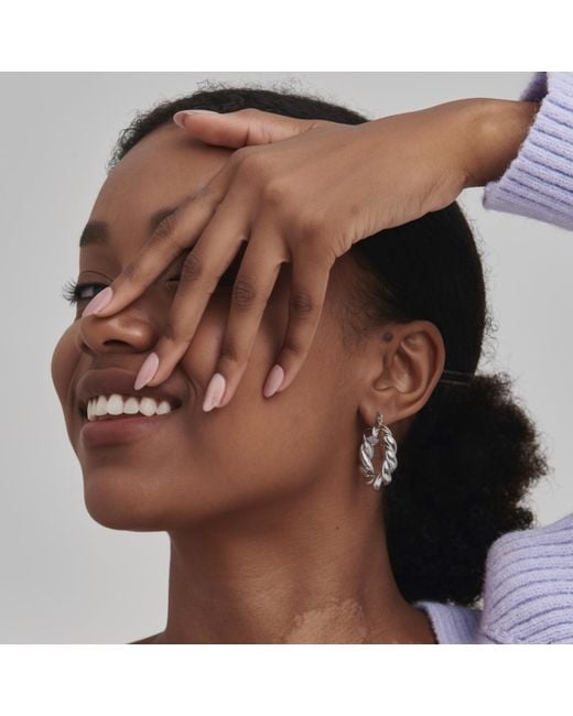 Shabella Nyc Metallic Croissant Hoops Earring