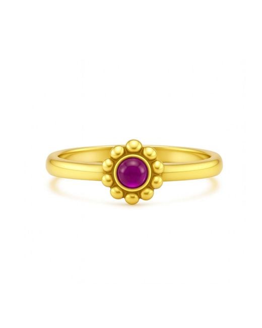 Unaloe Yellow Sterling With Plated With Stone Ring – Symbolic, Nature-Inspired, Adjustable