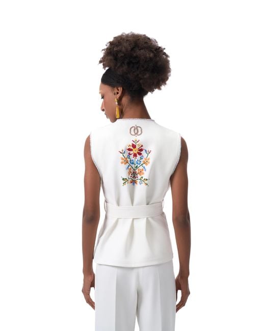 Rondooz White Hand Painted Vest