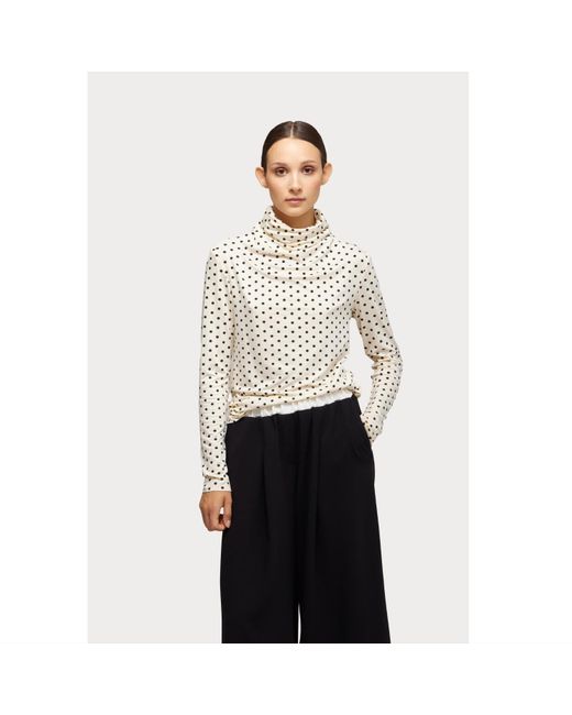 Julia Allert Natural Neutrals Basic Long Sleeve Top Polka Dot