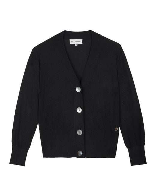 Bel Cashmere Black Capri Silk And Cashmere Cardigan