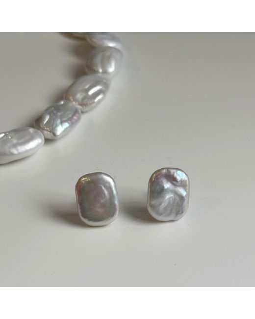 London Atelier Byproduct Blue Freshwater Irregular Square Pearl Necklace