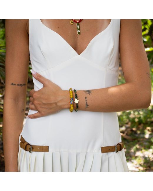Ebru Jewelry Yellow Whispers Of The Evil Eye Beaded Bracelet Set