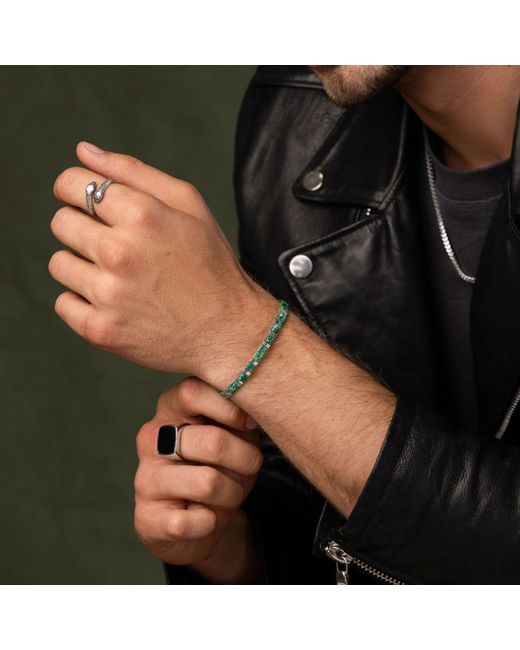 Nialaya Green Bracelet With Marbled And Miyuki Tila Beads for men