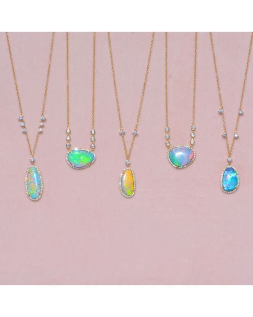 KAMARIA Metallic Fire Opal Necklace With Diamonds