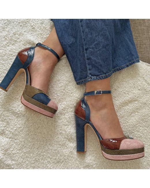 Terry De Havilland Multicolor Lily New York Platform Block Heels