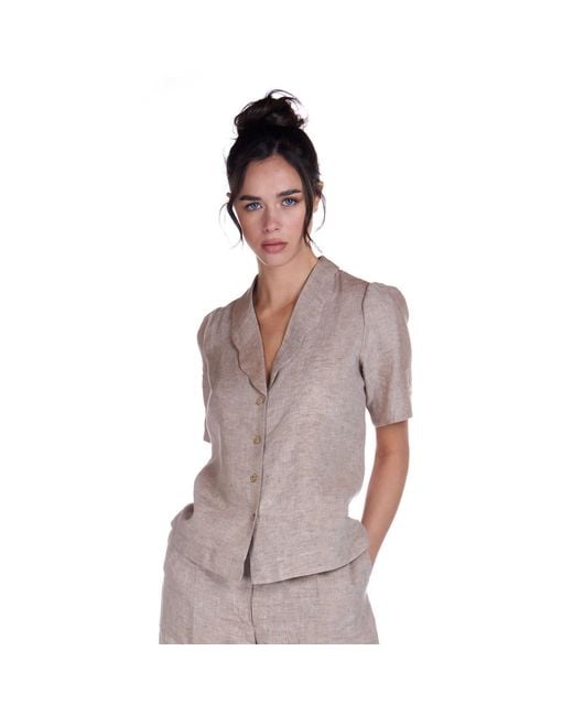 Sofia Tsereteli Brown Linen Shirt