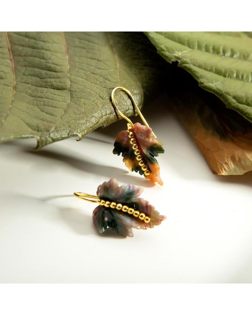 Milou Jewelry Metallic Agate Leaf Earrings
