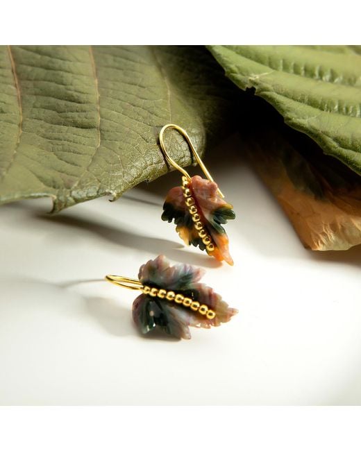 Milou Jewelry Metallic Agate Leaf Earrings
