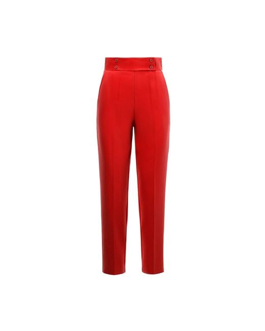 Nissa Red High Waisted Slim Pants