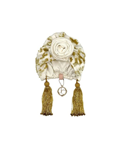 Julia Clancey Metallic Edith Luxe Ivory Leopard Sequin Turban