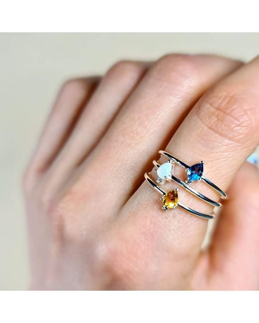 NASI SILVER White Pear Atarah Ring- Topaz & Topaz