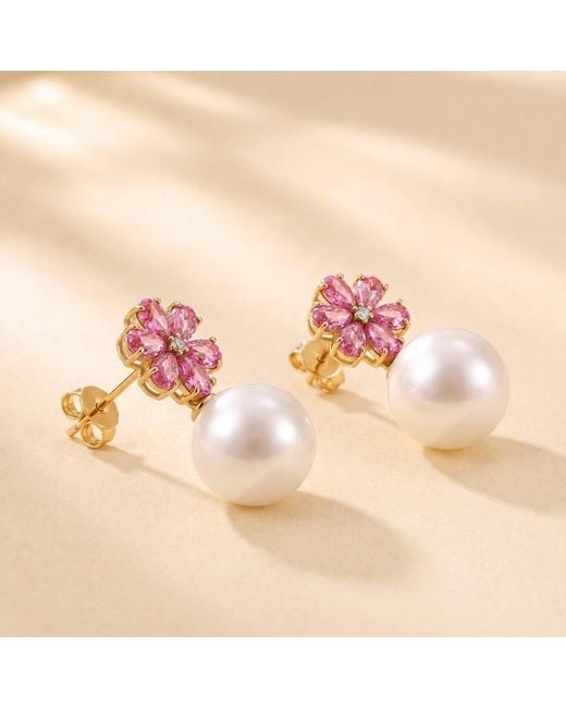 Kai Fine Jewelry Pink Solid Flora Natural Tourmaline, Diamond & Freshwater Pearl Convertible Drop Earrings
