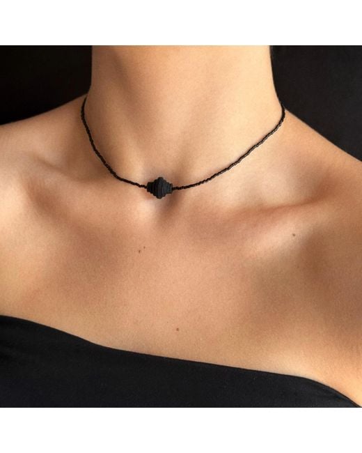 WAIWAI Black Node Beaded Leather Necklace