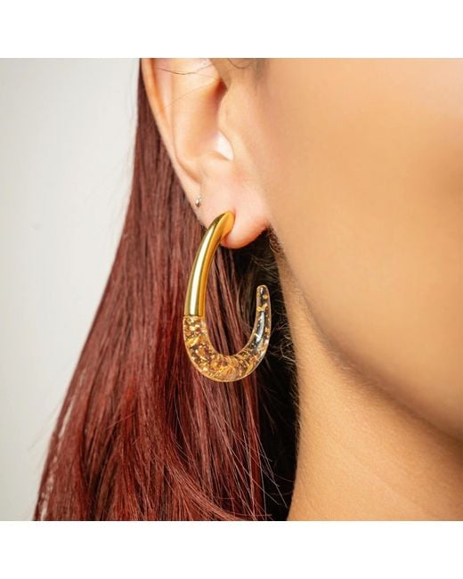 Gold & Honey Metallic J Hoop Earrings