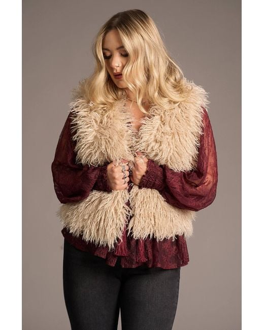 Little Lies Natural Neutrals Penny Lane Faux Mongolian Fur Gilet