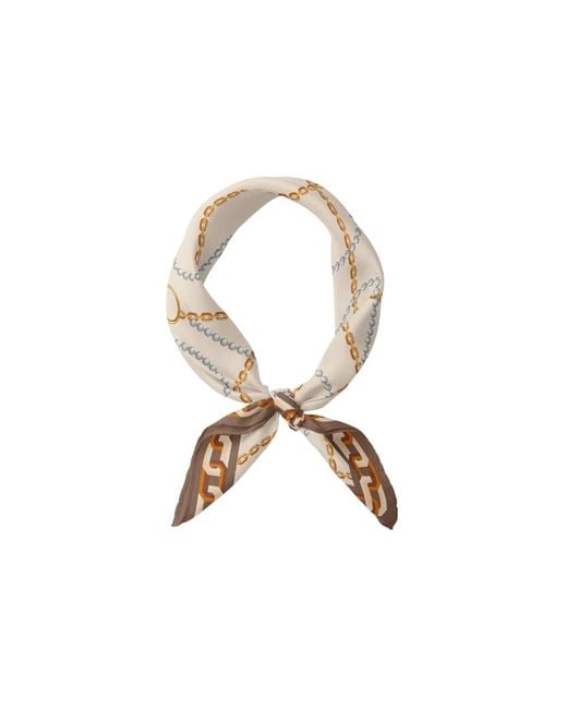 Le Parmentier Natural Neutrals Heritage Chain And Pearls Silk Bandana