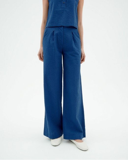 Thinking Mu Blue Manolita Seersucker Pants
