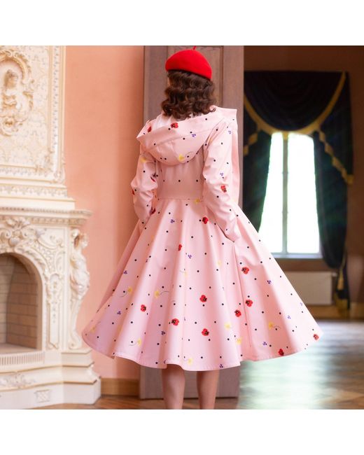 RainSisters Pink Fitted & Flared Coat With A-Line Skirt