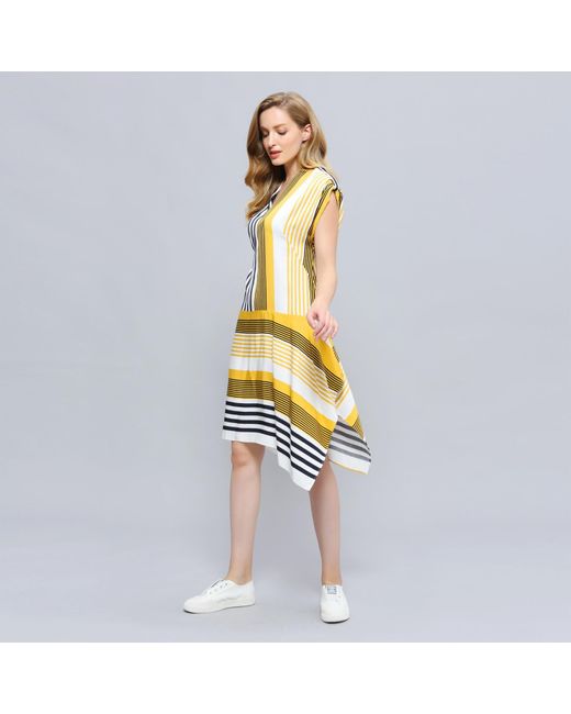 Smart and Joy Metallic Stripe Print Game Dress