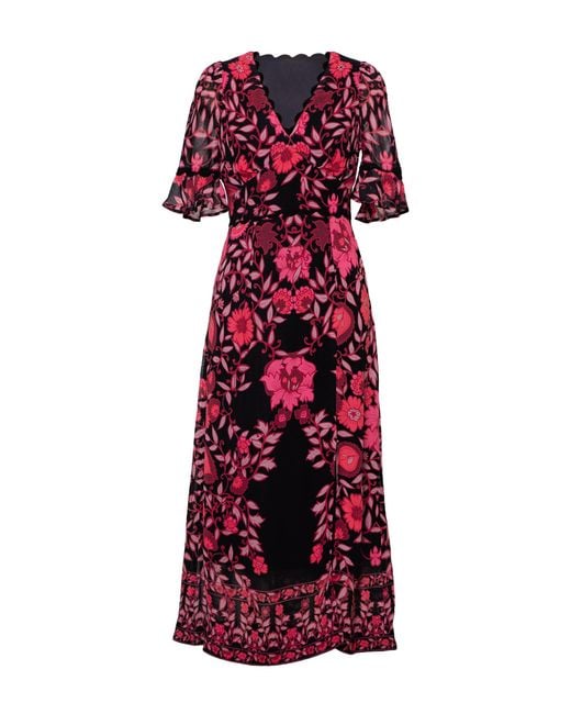 Rose & Nancy Red Miriam Mirror Floral Print Maxi Dress