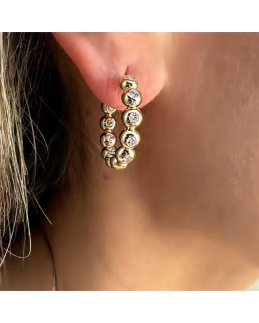 Nazzar Metallic Bezel Puff Hoop
