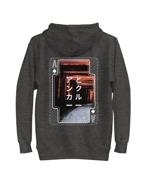 Anchor and Crew Gray Heather Four Japan Gurafiku Cotton Blend Hoodie for men