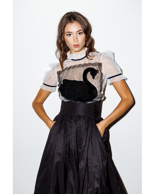 Mammu Couture Black Tulle Blouse Celine