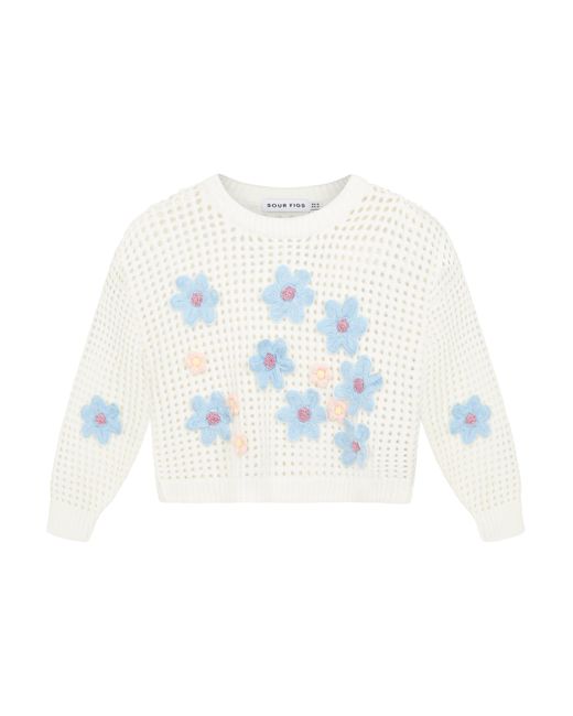 Sour Figs White Daisy Detail Knit Jumper