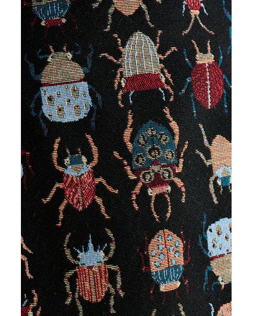 Louche Green Dominica Beetlejuice Jacquard Faux Fur Trimmed Waistcoat