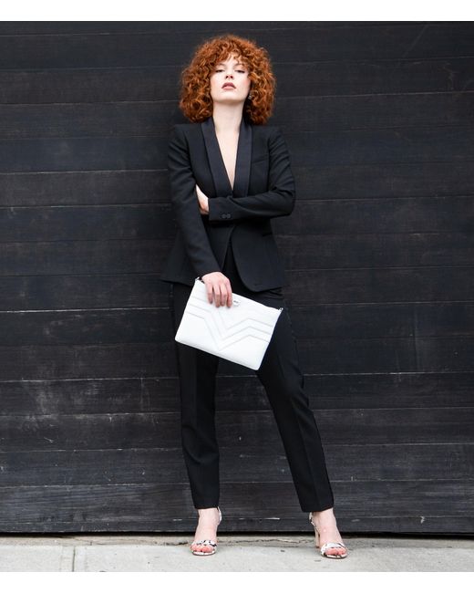 Lovard Gray Leather Chevron Flat Zip