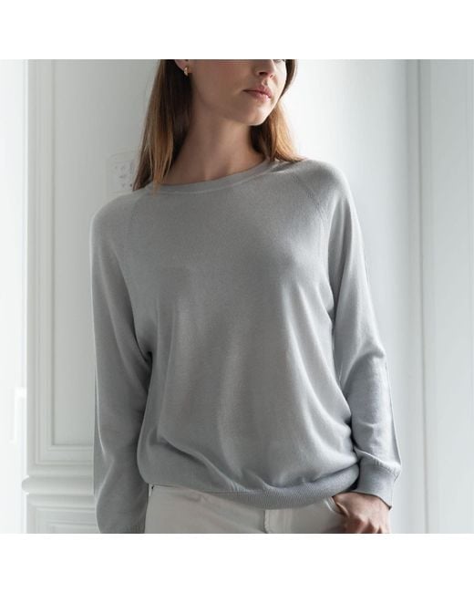 Bel Cashmere Gray Chelsea Cashmere And Silk Pearl