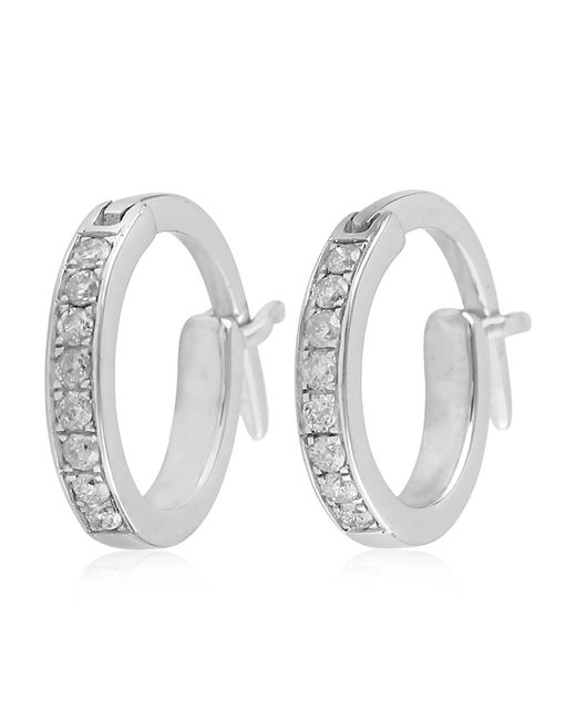 Artisan Metallic 10k Gold Pave Diamond huggie Hoop Earrings