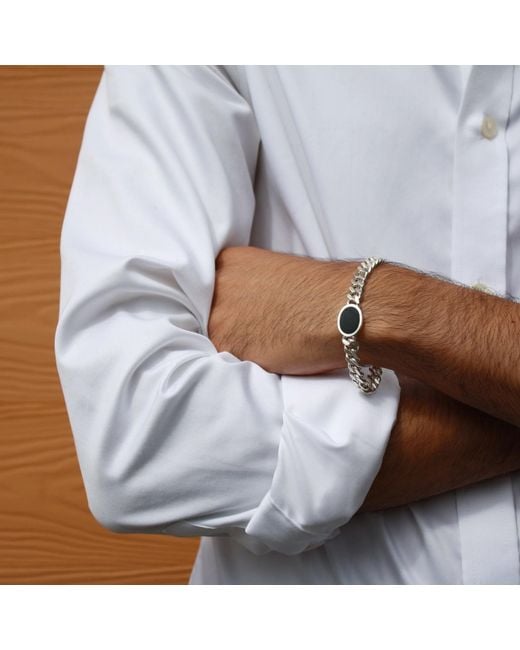 Fi Collection White Sterling Onyx Bracelet for men