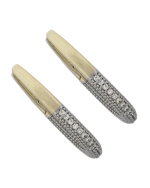 Ebru Jewelry Metallic Pave Diamonds Hoop Earrings