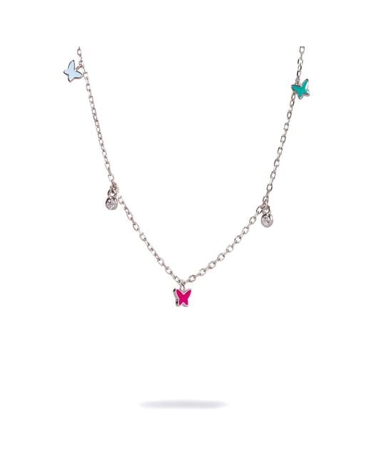 Ebru Jewelry Metallic Butterfly Sterling & Diamond Choker Necklace