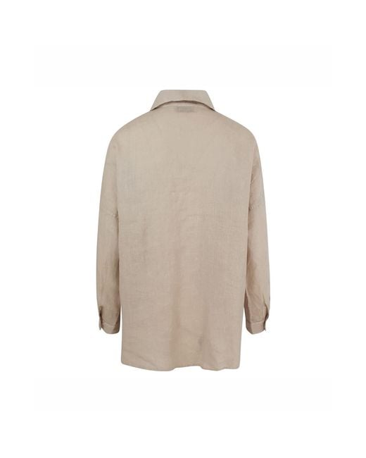 Haris Cotton Natural Neutrals Solid Drop Shoulder Linen Shirt Beach Sand