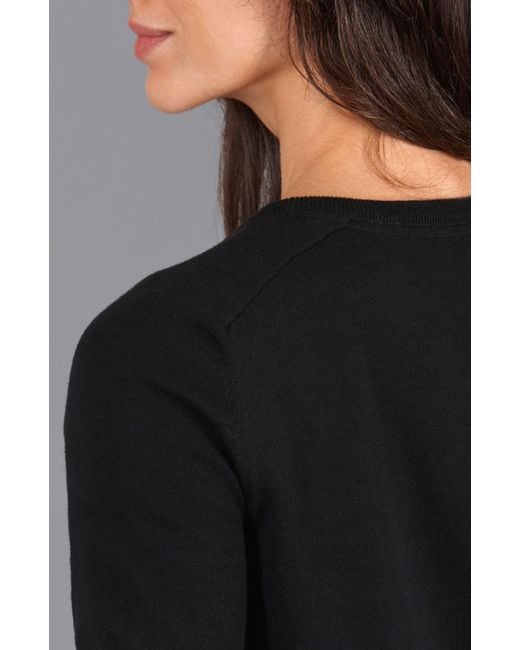 Paul James Knitwear Black Ultra Fine Cotton Cassie Saddle Shoulder Knitted T-Shirt