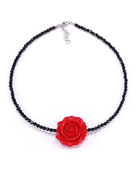 Mineralgems•Studio Red Mini Onyx Choker With Rose