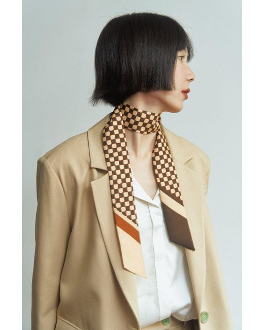 Lost Pattern Metallic Checkerboard Twilly Scarf