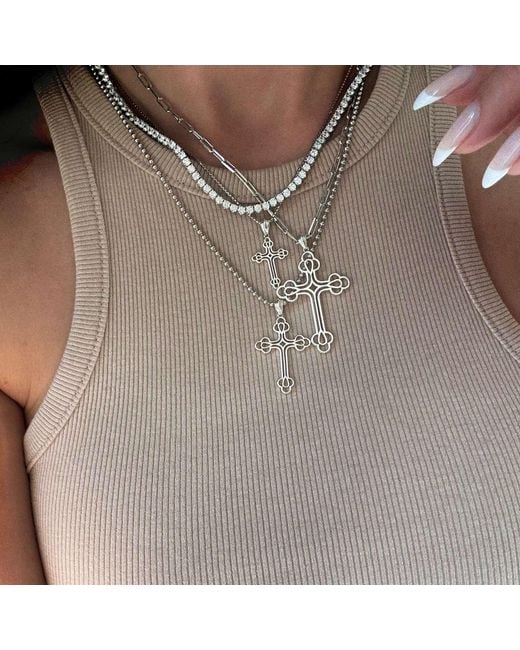 Leni James Metallic The Maxi Billie Cross Necklace